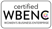 A certified wbenc logo is shown.